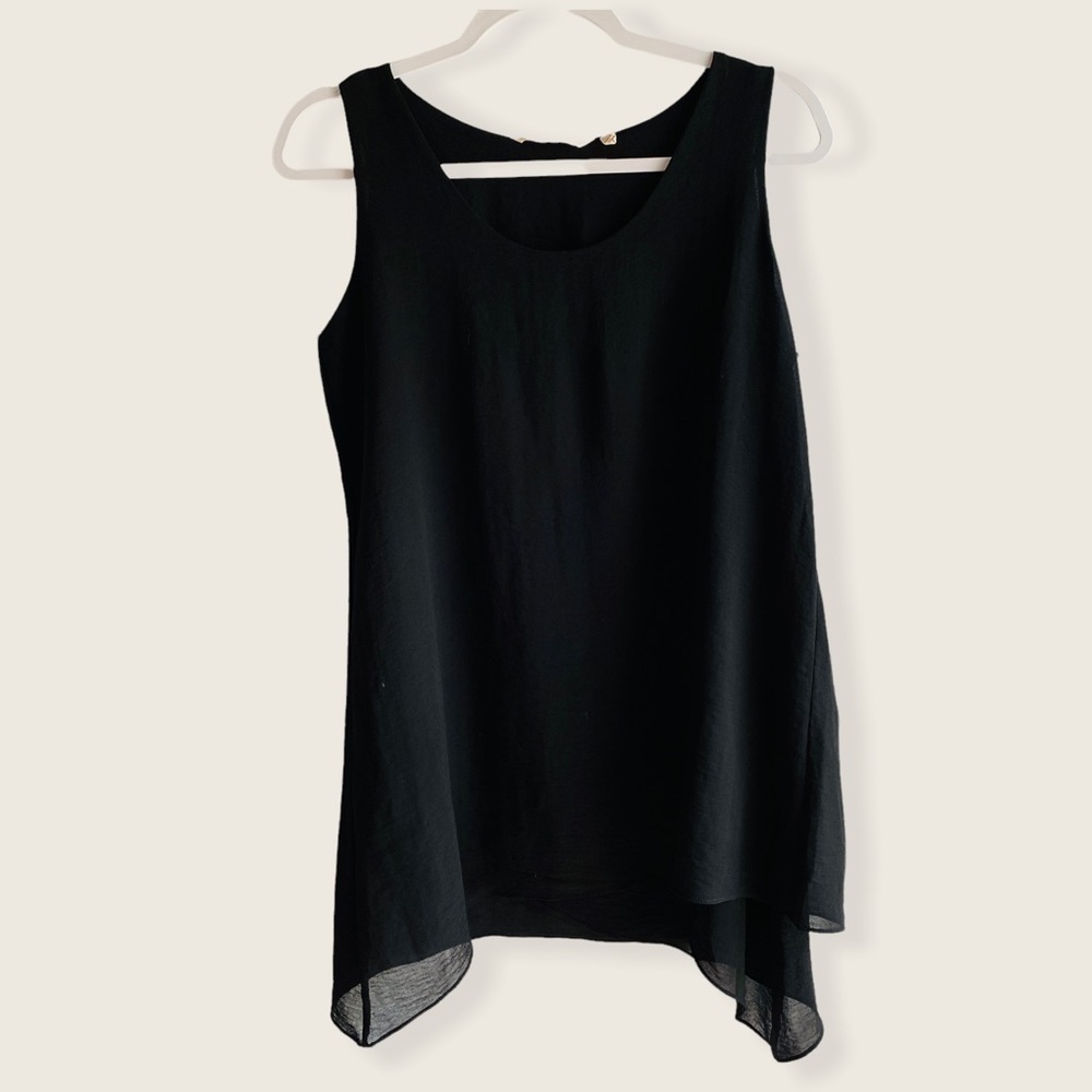 Soft Surroundings Black Sheer Layered Sleeveless Top Size PM